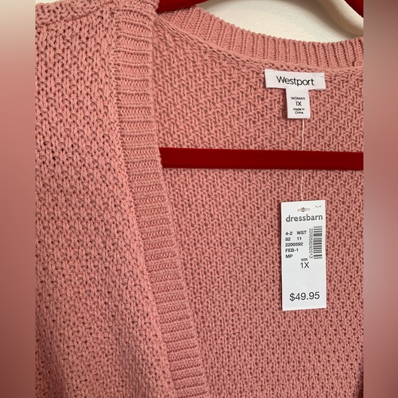 New Dressbarn pink dusty rose cardigan sweater belted sz 1X - Picture 3 of 4